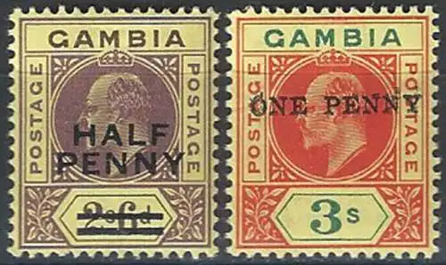 1906 Gambia Edward VII 2v. MNH SG n. 69/70