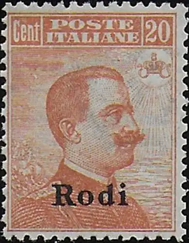 1918-22 Egeo Rodi 20c. orange bc MNH Sassone n. 12