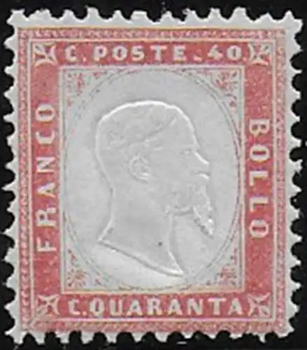 1862 Italia VE II 40c. carmine red MNH Sassone n. 3