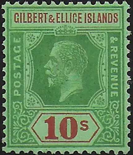 1924 Gilbert and Ellice Islands George V 10s. MNH SG n. 35