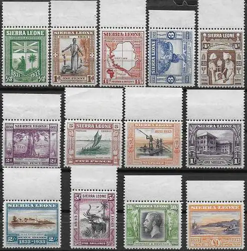 1933 Sierra Leone Wilbeforce 13v. MNH SG n. 168/80