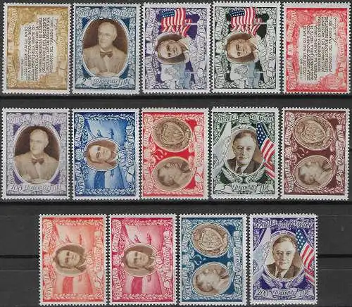 1947 San Marino Roosevelt 14v. MNH Sassone n. 301/06+A