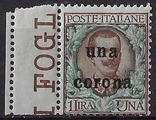 1919 Dalmazia "una corona" 1v. bf MNH Sassone n. 1