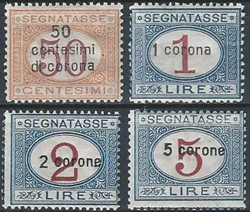 1922 Dalmazia postage due 4v. mc MNH Sassone n. 1/4