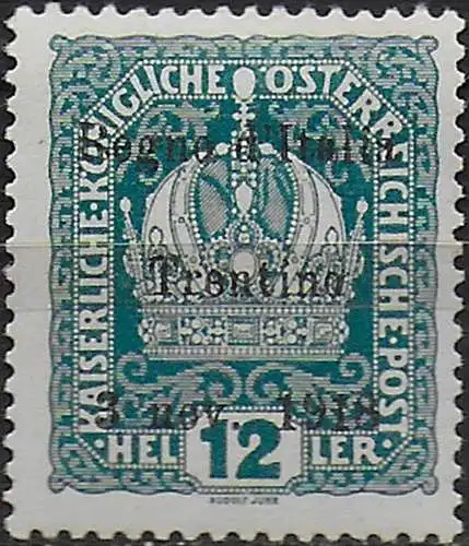 1918 Trentino 12h. blue green 1v. MNH Sassone 5