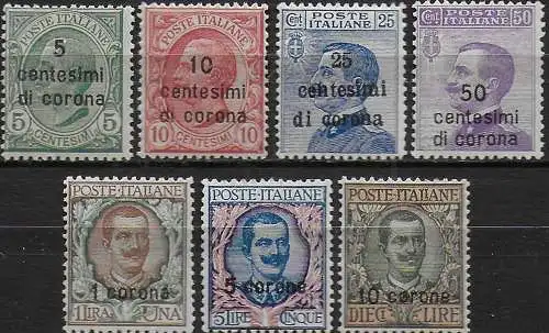 1921-22 Dalmazia 7v. MNH Sassone n. 2/8