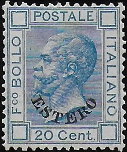 1874 Levante General Issues 20c. light blue bc MH Sassone n. 5