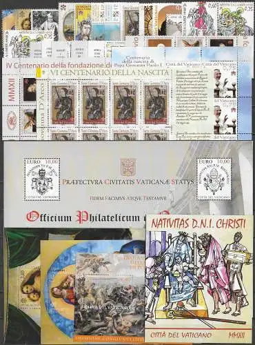 2012 Vaticano complete year 23v.+7MS+1 booklet MNH