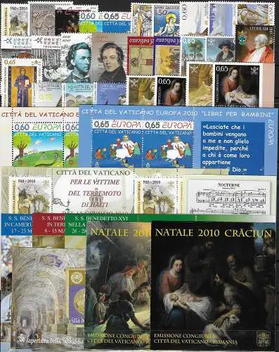 2010 Vaticano complete year 27v+8MS+2 booklet MNH