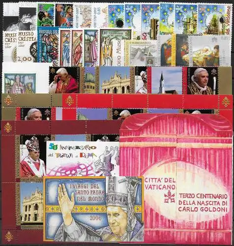 2007 Vaticano complete year 28v+5MS+1 booklet MNH