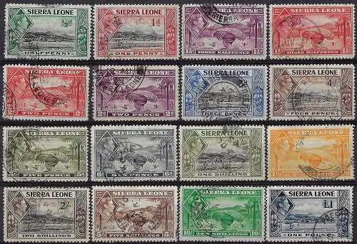 1938-44 Sierra Leone George VI used 16v SG n. 188/200