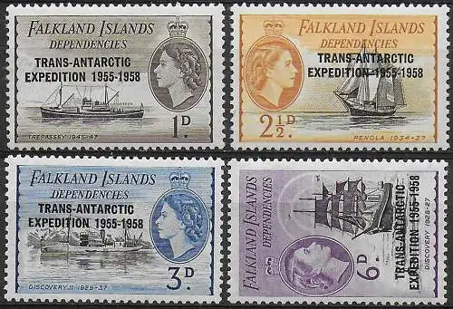 1956 Falkland Dependencies Trans-Antartic 4v. MNH S.G. n. G41/G44