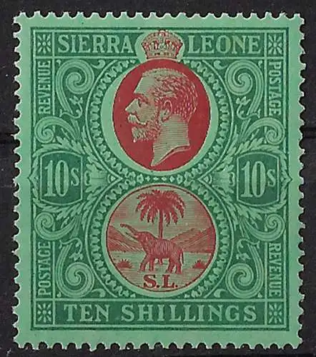 1927 Sierra Leone 10s. MNH SG n. 146