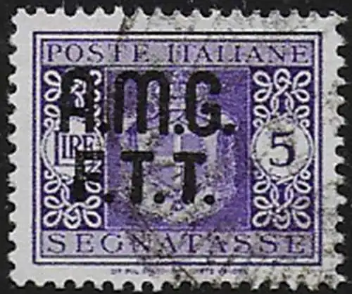 1947 Trieste A segnatasse Lire 5 cancelled Sassone n. 4A