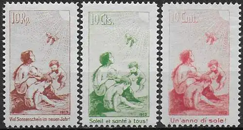 1912 Svizzera Pro-Juventute 3v. MNH Unificato n. A/C