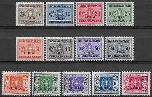 1934 Libia segnatasse bc 13v. MNH Sassone n. 12/24