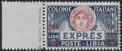 1933 Libia Express Lire 2,50 on 2 Lire bfs MNH Sassone n. 13