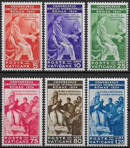 1935 Vaticano congresso giuridico 6v. MNH Sass. n. 41/46