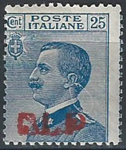 1921 Italia VE III 25c. azzurro BLP mc MNH Sassone n. 3