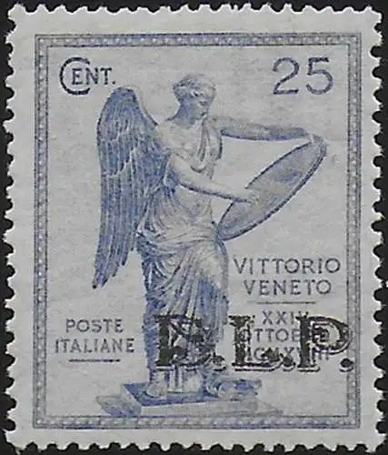 1922 Italia Victory 25c. ultramarine BLP II tipo variety MNH Sassone n. 25 acac