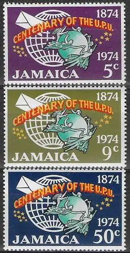 1974 Jamaica UPU 3v. MNH SG. n. 390/92