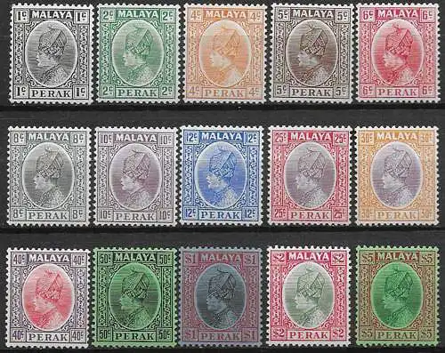 1935-37 Perak Sultano Iskandar 15v. MH SG n. 88/102