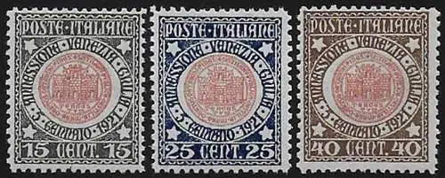 1921 Italia Venezia Giulia 3v. bc MNH Sassone n. 113/15