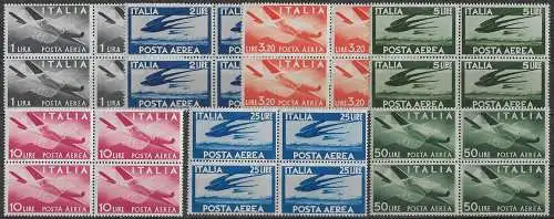 1945-46 Italia Democratica 7v. bl4 MNH Sass. A n. 126/32