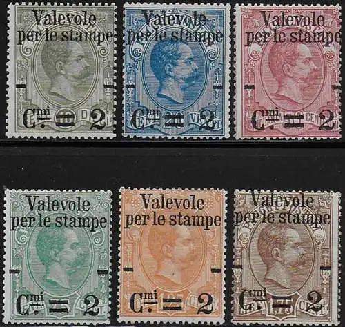 1890 Italia Valevole per Stampe mc MNH Sassone n. 50/55