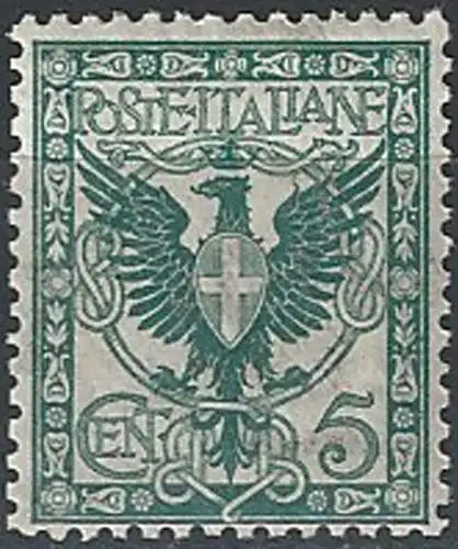 1901 Italia VE III 5c. verde aquila MNH Sassone n. 70