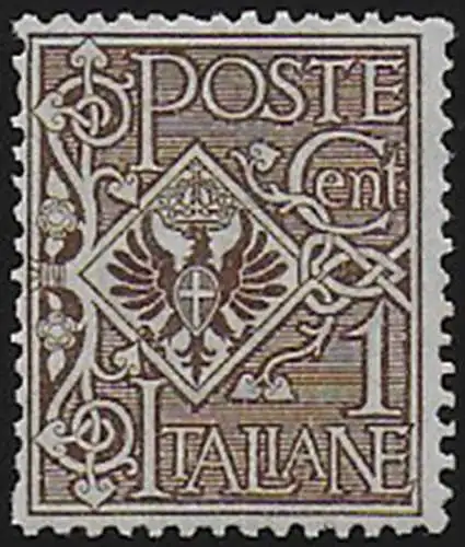 1901 Italia VE III 1c. bruno aquila MNH Sassone n. 68