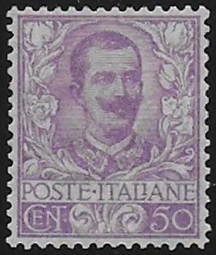 1901 Italia VE III 50c. malva sup MNH Sassone n. 76