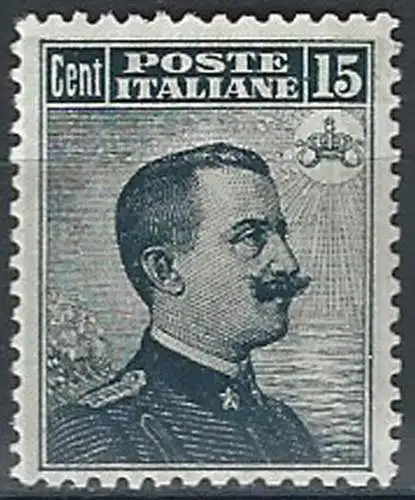 1909 Italia VE III 15c. grigio nero II tipo bc MNH Sassone n. 86