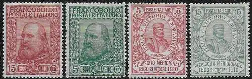 1910 Italia Garibaldi 4v. MH Sassone n. 87/90