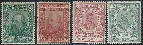 1910 Italia Garibaldi 4v. bc MNH Sassone n. 87/90