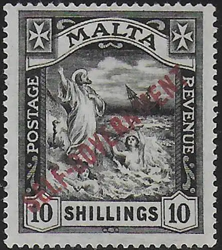 1922 Malta St Paul 10s. SELF-GOVERNEMENT MNH SG n. 121