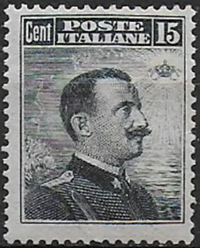 1911 Italia VE III 15c. grigio nero III tipo mc MNH Sassone n. 96