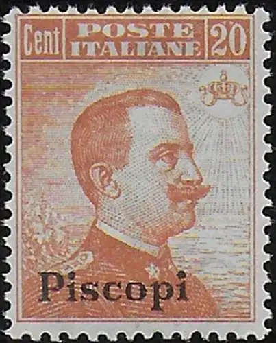 1921-22 Egeo Piscopi 20c. orange bc. MNH Sassone n. 11