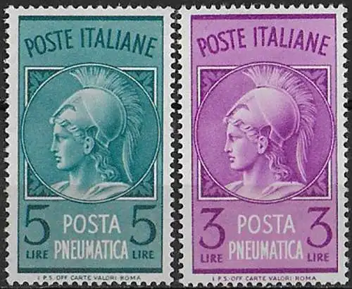 1947 Italia Minerva bc 2v. MNH Sassone n. PN 18/19