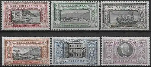 1923 Italia Manzoni 6v. MNH Sassone n. 151/56