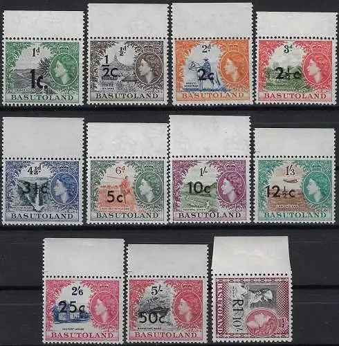 1961 Basutoland new currency 11v. MNH SG n. 58/68b