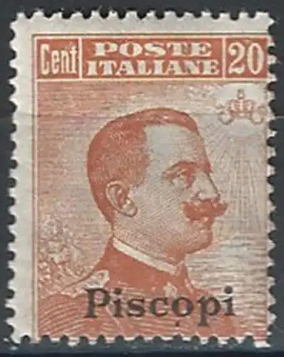 1921-22 Egeo Piscopi 20c. orange mc. MNH Sassone n. 11