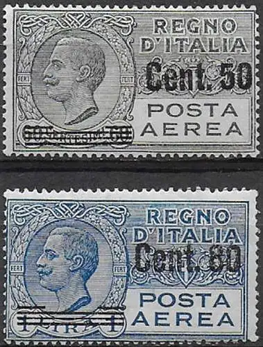 1927 Italia posta aerea nuovo valore mc 2v. MNH Sassone n. 8/9