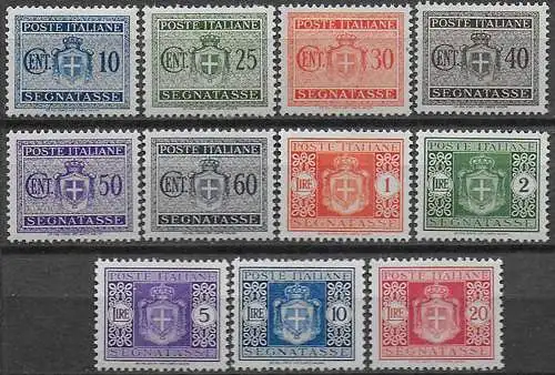 1945 Italia Luogotenenza segnatasse ruota bc MNH Sassone n. 86/96