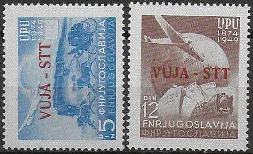 1949 Trieste B 75 UPU 2v. MNH Sassone n. 17/18