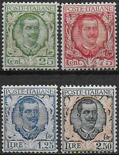 1926 Italia VE III floreale 4v. bc MNH Sassone n. 200/03