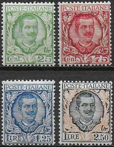 1926 Italia VE III floreale 4v. MNH Sassone n. 200/03