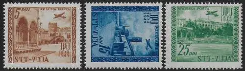 1952 Trieste B UPU 75th anniversary airmail 3v. MNH Sassone n. 17/19