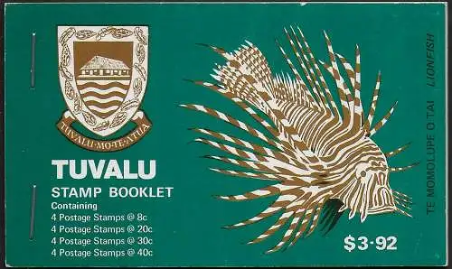 1979 Tuvalu Fishes 4v. MNH SG n. 110+113+115+117 booklet