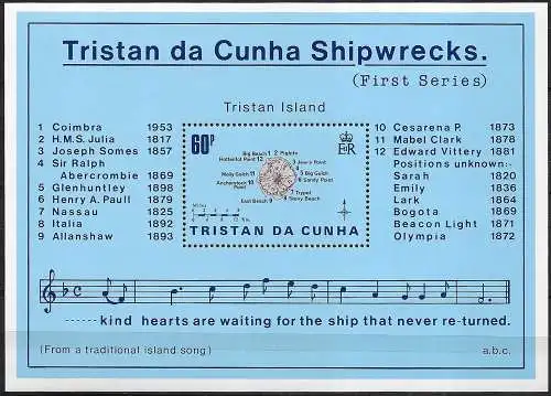 1985 Tristan da Cunha Islans shipwrecks MS MNH YeT n. 17